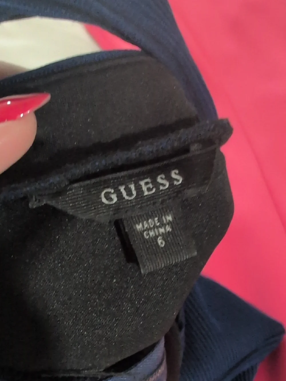 Guess Navy Ribbed V‑Neck Midi Bodycon Dress - Picture 5 of 5